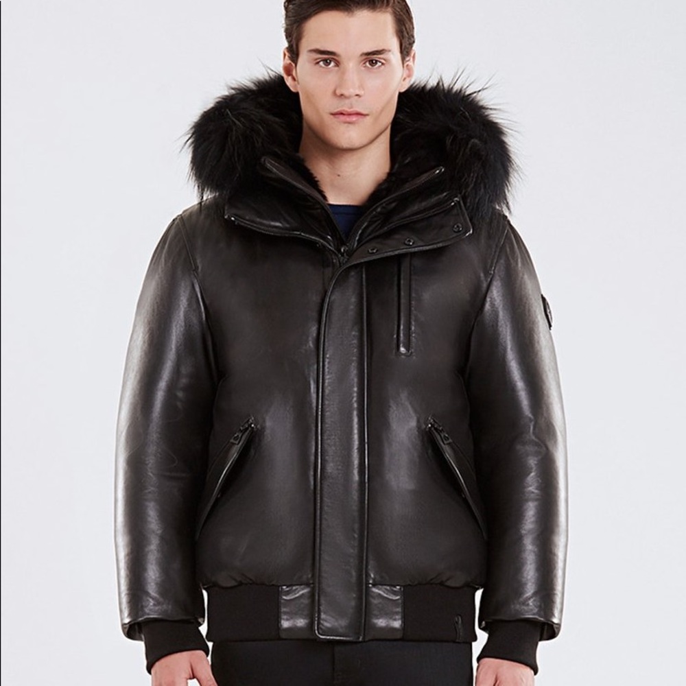 Rudsak Crawley Leather Down Bomber Jacket L